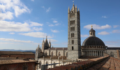 Cathedra of Siena City in Italy with bell tower and Dome