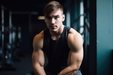 Fototapeta na wymiar portrait of a fit young man in gym clothes ready for his workout