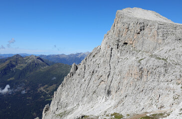 mountain called CIMA ROSETTA in the European alps in Northern Italy in summer