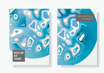 Abstract modern graphic elements. Brochure cover temlates. Dynamical blue forms and sahapes. Vector banners with flowing liquid shapes