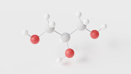 glycerol molecule 3d, molecular structure, ball and stick model, structural chemical formula glycerine