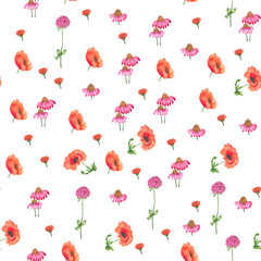 Fototapeta na wymiar seamless pattern with poppy flowers