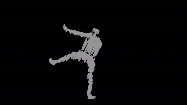 Shading of A hand drawn man throwing discus with transparent (alpha) background