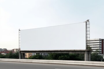 Blank rectangular billboard mockup with white screen in the city. banner space for advertising. business concept.