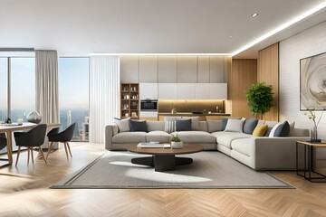 Fototapeta premium modern living room with sofas generated by AI