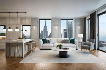 Fototapeta premium modern living room with furniture generated by AI