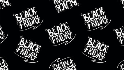 Black Friday sale lettering. Seamless pattern. Vector illustration.