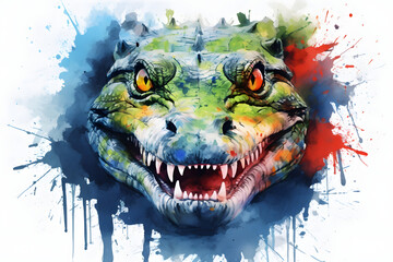 crocodile in watercolor style Made with Generative AI