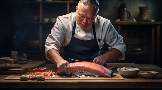 chef in a traditional Indian kitchen, grinding spices using a stone mortar and pestle, vibrant colors of various spices, soft natural light filtering through the window