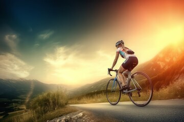woman riding bicycle on a paved road