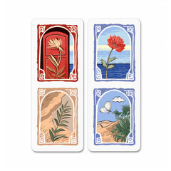 set of vintage/retro stamp sticker for postcard/letter/envelope with flower illustrations tulips autumn fall sunflower for scrapbook notes journal