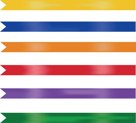 Set of multi-colored satin ribbons on a transparent background