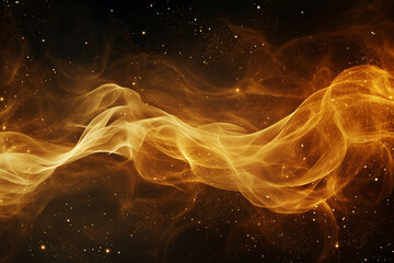 Generative ai collage image picture of gold fog mist air flying illuminated by vivid neon filter