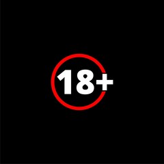  Number 18 in red circle isolated on black background