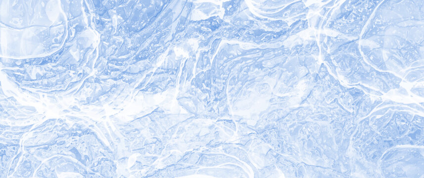 Blue winter vector art background with ice for cover design, cards, flyer, poster, banner. Hand drawn Christmas illustration. Merry Christmas!  texture. Frozen glass backdrop. Snow.