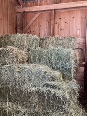hay bales in a barn