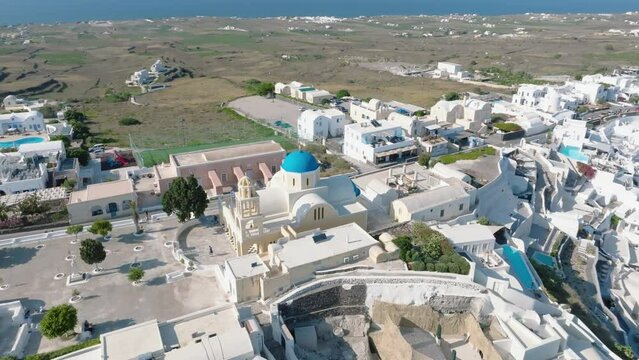 Santorini's elegance, revealed through drone footage.
