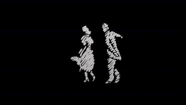 Hand drawn Dancing Couple with transparent (alpha) background