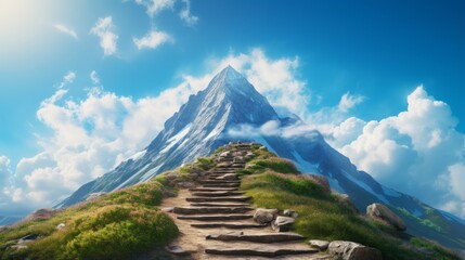 majestic stairway leading to the peak of a breathtaking mountain