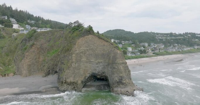 Aerial enchantment over Oregon's foggy coast.