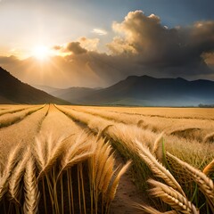 wheat field in the sunset Created using generative AI tolls