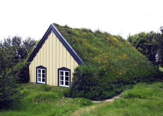 Hofskirkja Church, grass roof, Of, Iceland