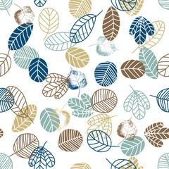 Elegant doodle seamless pattern with linden leaves. Perfect print for tee, paper, textile and fabric. Minimalistic vector illustration for decor and design.