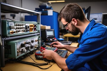 An electronics technician at work.