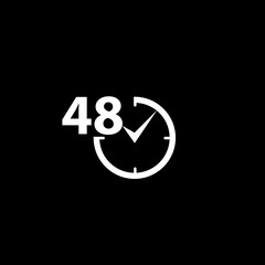 48 hours sign icon isolated on black background