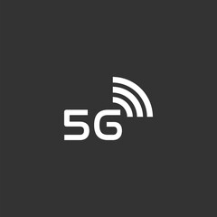 Global network high speed connection 5G network icon  isolated on black background 
