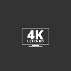 4k Ultra HD  icon isolated on black background. 