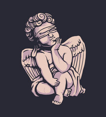 Fototapeta na wymiar Celestial Beauty: Illustrated Angel Sculpture