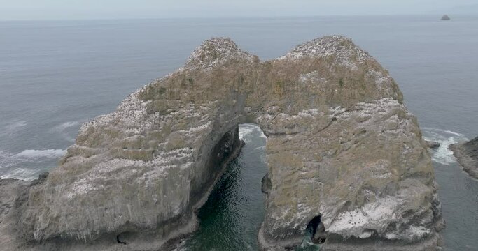 Moody Oregon coast, captured from above.