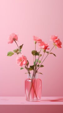 A beautiful arrangement of pink flowers in a vase on a table