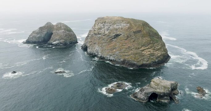 Nature's artistry in Oregon's foggy coastal panorama.