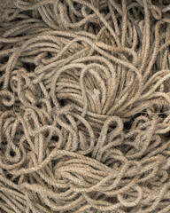 Close up of a pile of brown yarn