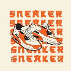 Sneaker shoes . Concept. Flat design. Vector illustration. Sneakers in flat style. Sneakers side view. Fashion sneakers.	
