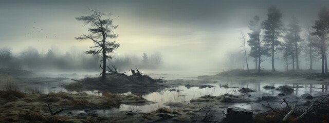 Panorama green grass landscape background