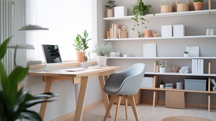 Inspiring office interior design Scandinavian style Office featuring Natural light architecture. Generative AI AIG 31.