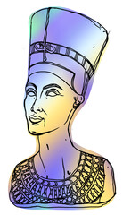 Ilustraci√≥n de Nefertiti, ilustraci√≥n ecl√©ctica, moderna y contempor√°nea. Recurso grafico para banner,  dise√±o de camiseta, carteleria - obrazy, fototapety, plakaty