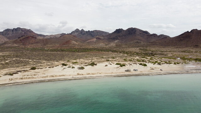 photography with drone in tecolote beach in la paz california mexico