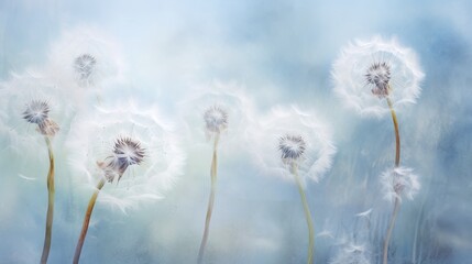 Dandelions in motion, capturing the fleeting beauty of nature