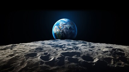 The earth seen from the surface of the moon - obrazy, fototapety, plakaty