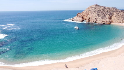 photography with drone in santa maria beach in cabo san lucas california mexico