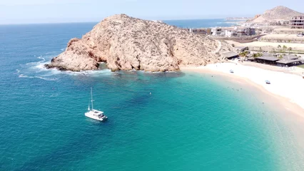 Foto auf Acrylglas photography with drone of yachts in santa maria beach cabo san lucas california mexico © mario