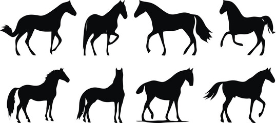 set of horse silhouettes