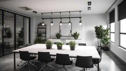 Inspiring office interior design Minimalist style Conference Room featuring Simplicity architecture. Generative AI AIG 31.