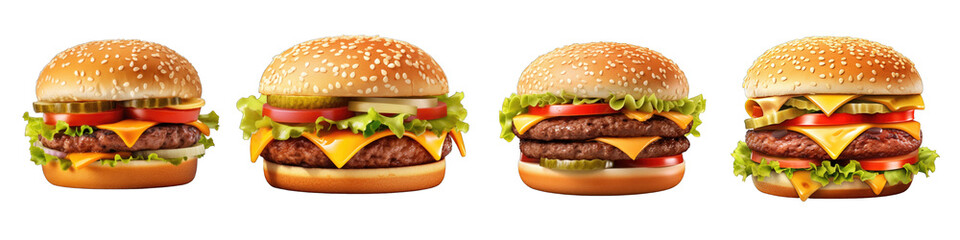 Cheeseburger clipart collection, vector, icons isolated on transparent background