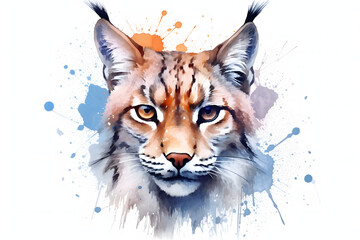 lynx in watercolor style Made with Generative AI