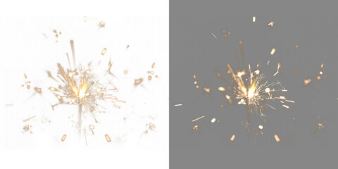 Sparkler light png. Burning sparkler fire with sparks flying around. Isolate on a transparent...